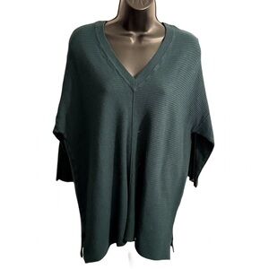 Ann Taylor Factory Forest Green 3/4 Sleeve V-Neck Sweater